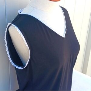 KARL LAGERFELD Elegant Black Sleeveless Top with White Trim